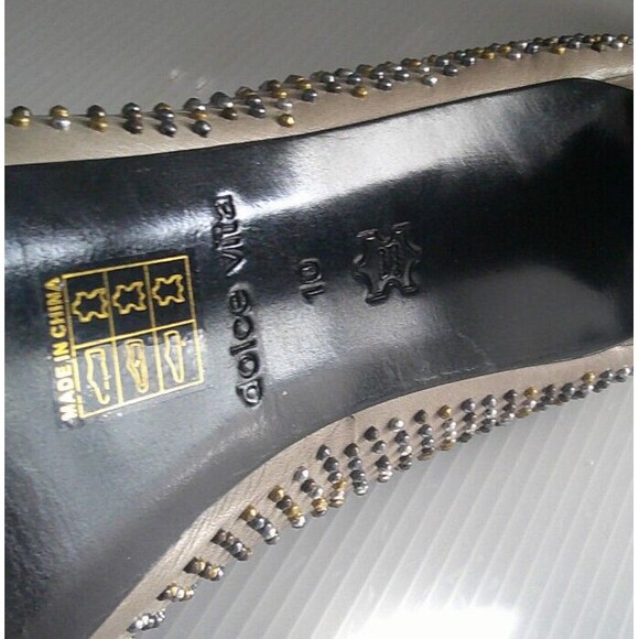 Dolce Vita Brenna Mixed Metal Studded Taupe Leather Platform Pump Heel Size 10M - Picture 8 of 8